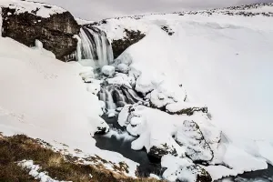 Prints of Sheep's Waterfall at Snow, West Iceland, Vesturland, Iceland Sheep's Waterfall at Snow, West Iceland, Vesturland, Iceland Snow Sheep Prints: Sheep's Waterfall at Snow Print, West Iceland