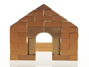 Red Brick Construction Prints: Shell of a house with a brick facade