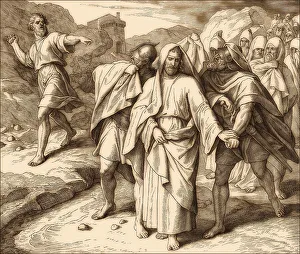 Old Testament Scripture Prints: Shimei Curses David, Old Testament