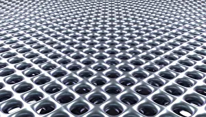 Modern Architectural Style Prints: Shiny steel grid pattern using as modern background