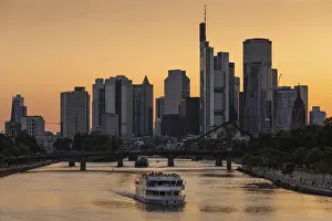 Main River Germany Prints: A ship sails along the Main in the evening