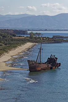 Shipwreck Greece Prints: Shipwreck, beached coaster Dimitrios