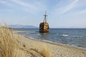 Peloponnese Coastline Prints: Shipwreck, stranded coaster Dimitrios