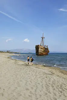 Peloponnese Coastline Prints: Shipwreck, stranded coaster Dimitrios
