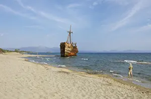 Peloponnese Coastline Prints: Shipwreck, stranded coaster Dimitrios