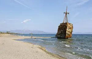 Deserted Greek Beaches Prints: Shipwreck, stranded coaster Dimitrios