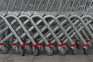 Red Shopping Cart Prints: Shopping carts waiting for using