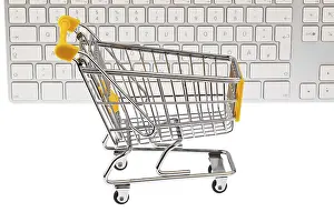 Austrian Online Shopping Print: Trolley and Keyboard