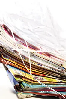 Waste Paper Recycling Prints: Shredded paper, stack of magazines
