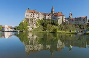Danube River Reflections Prints: Sigmaringen Castle with reflection in the river Danube