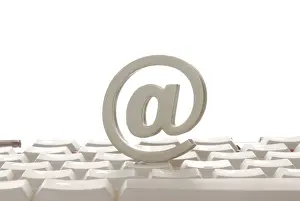 Symbolic Direction Sign Prints: At sign on a computer keyboard