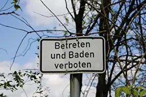 Environmental Protection Europe Prints: Sign entry and bathing prohibited