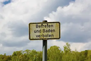 Prohibition Sign Germany Prints: Sign entry and bathing prohibited