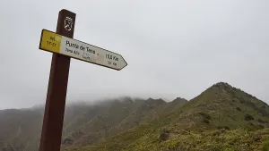 Spanish Mountainous Region Prints: Signpost points towards Punta de Teno