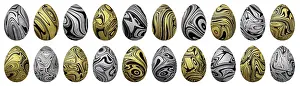 Easter Decoration Ideas Prints: Silver and gold Easter Eggs Set
