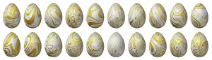 Multicolored Easter Eggs Prints: Silver and gold Easter Eggs Set