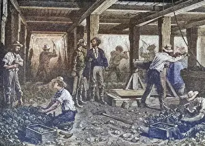 Digitally Restored Woodcut Prints: Silver mining in Nevada in the 1870s