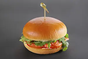 Basic Food Ingredients Prints: Simple burger with ham, tomato