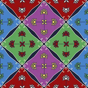 Full Frame Flower Pattern Prints: Simple geometric vector seamless pattern with flowers