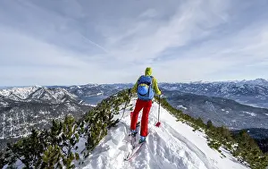 European Winter Tourism Prints: Ski tourer at the summit of Simetsberg