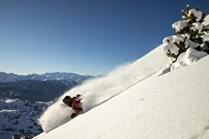 Powder Snow Prints: A skier in dynamic action