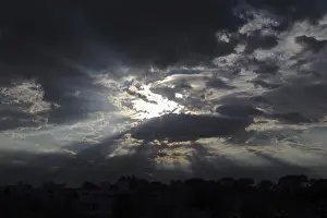Moody Atmosphere Prints: Sky with clouds and rays of sunshine