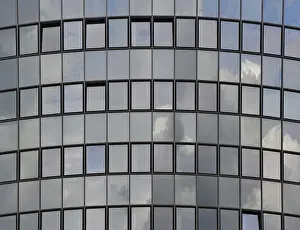 Contemporary Building Design Prints: The sky is reflected in a modern