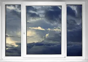 Interior Space Photography Prints: Sky seen through an white window
