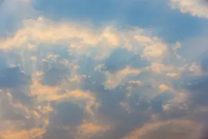 Morning Sunrise Prints: Sky, small clouds and sun rays