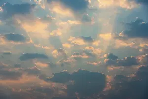 Morning Light Prints: Sky, small clouds and sun rays