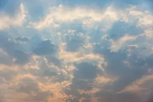 Morning Light Prints: Sky, small clouds and sun rays
