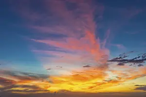 Sunset Sky Prints: Sky at sunset, cloud, red, coloured