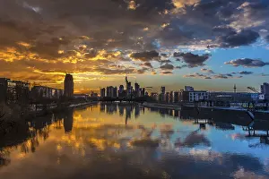 Dramatic European Skies Prints: Skyline with cloudy sky at sunset