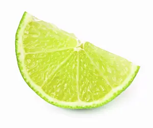 Exotic Tropical Fruit Prints: Slice of fresh lime over white background