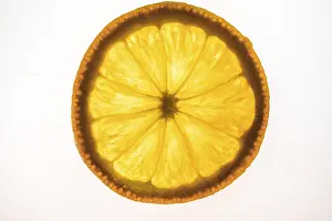 Fruit Photography Prints: Slice of an orange, fruit, white background