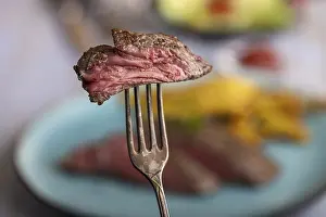 Meat Dish Images Prints: Slice of steak on a fork