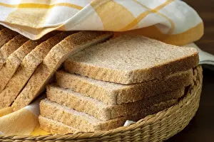 Baked Goods Grocery Store Prints: Slice toast bread in a basket