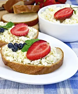 Healthy Breakfast Options Prints: Slices of bread with curd cream