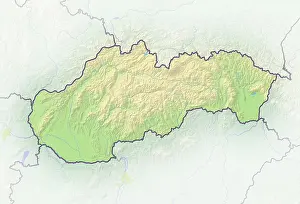 Prints of Slovakia, shaded relief map Map Prints: Shaded Relief Map Print of Slovakia