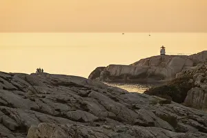 Nordic Coastal Scenery Prints: Small lighthouse at sunset, archipelago