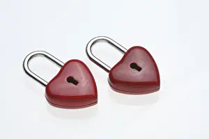 Exempt Plate Graphic Design Prints: Two small red padlocks