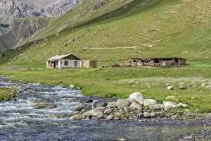 Mountainous Region Nature Prints: Small Settlement along a mountain river