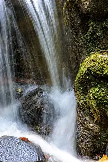 Waterfall Landscape Photo Prints: Small stream and waterfall among the moss