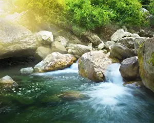 Motion Blur Waterfall Prints: Small waterfall
