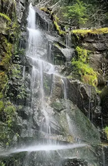Natural Preserves In USA Prints: Small waterfall in the Cascade Range
