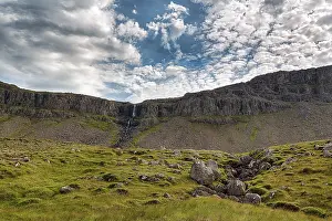 Icelandic Nature Landscapes Prints: Small waterfall on high cliffs
