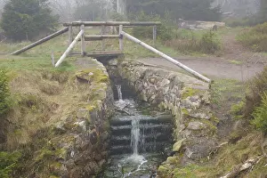 Small Waterfalls In Europe Prints: Small waterfall at the Oderteich
