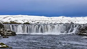Fjallabak Nature Reserve Prints: Small waterfall, onset of winter