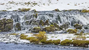 Fjallabak Nature Reserve Prints: Small waterfall, onset of winter