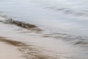 Deserted Lake Shore Prints: Small waves, smudge effect, soft water